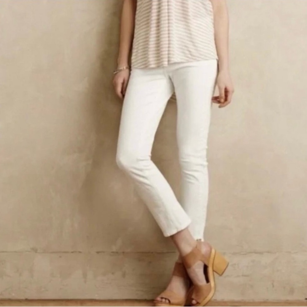 Anthropologie Pilcro Stet Skinny Ankle White Jeans 28